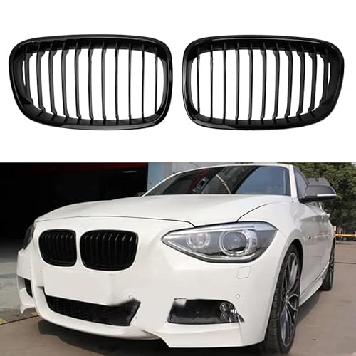 HZTWFC Glänzende schwarze 11 Single Slates Frontgrill Nierengrill Renngrill für BMW 1 Serie F20 F21 116i 118i 2011-2014 von HZTWFC