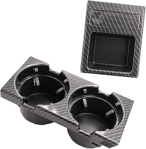 HZTWFC Kohlefaserfarbe Auto Doppelloch Styling Mittelkonsole vorne Aufbewahrungsbox Becherhalter 51168217953 51168217955 Für BMW E46 Series 1999-2006 von HZTWFC