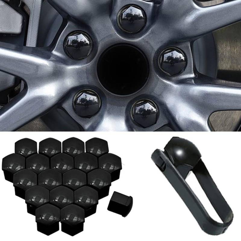 20 Stück Auto Radmutternkappen für Mazda Axela, Radschrauben Kappen, Sechskant-Reifen Muttern-Abdeckungen, Radmuttern Bolt mit Entfernungswerkzeugsatz(21mm,Black) von HZYDMEA