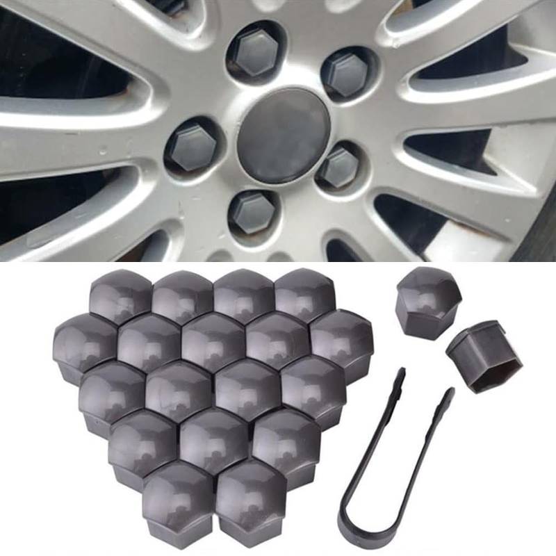 20 Stück Auto Radmutternkappen für Volvo V40, Radschrauben Kappen, Sechskant-Reifen Muttern-Abdeckungen, Radmuttern Bolt mit Entfernungswerkzeugsatz(17mm,Grey) von HZYDMEA