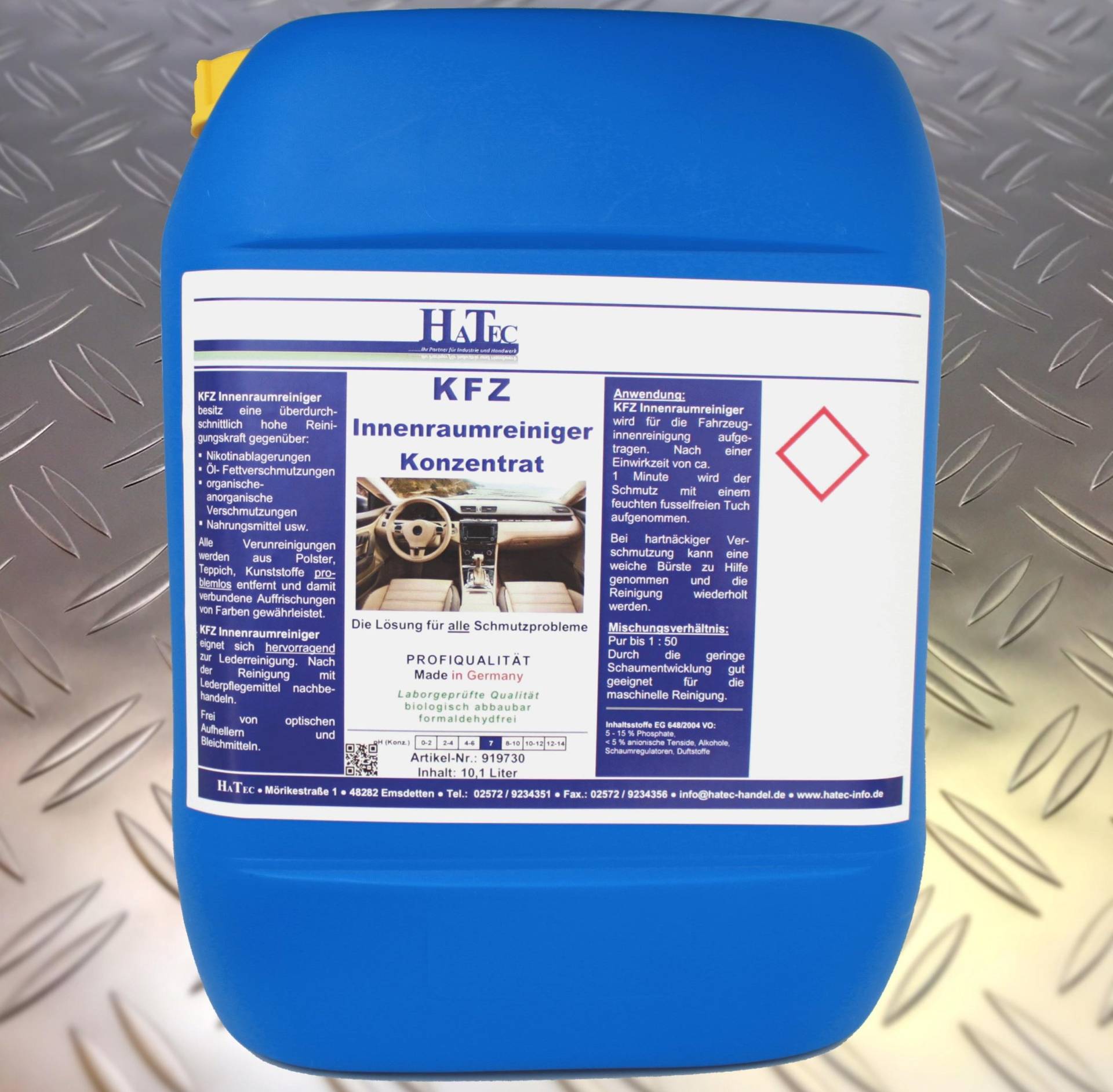HaTec Fahrzeuginnenraumreiniger, KFZ-Innenraumreiniger 10-kg. Mit überdurchschnittlich hohe Reinigungskraft als, Kfzreiniger, Fahrzeugreiniger, Polsterreiniger, Teppichreiniger, Pkwreiniger HaTec Fahrzeuginnenraumreiniger, KFZ-Innenraumreiniger 10-kg. Mit überdurchschnittlich hohe Reinigungskraft als, Kfzreiniger, Fahrzeugreiniger, Polsterreiniger, Teppichreiniger, Pkwreiniger von HaTec