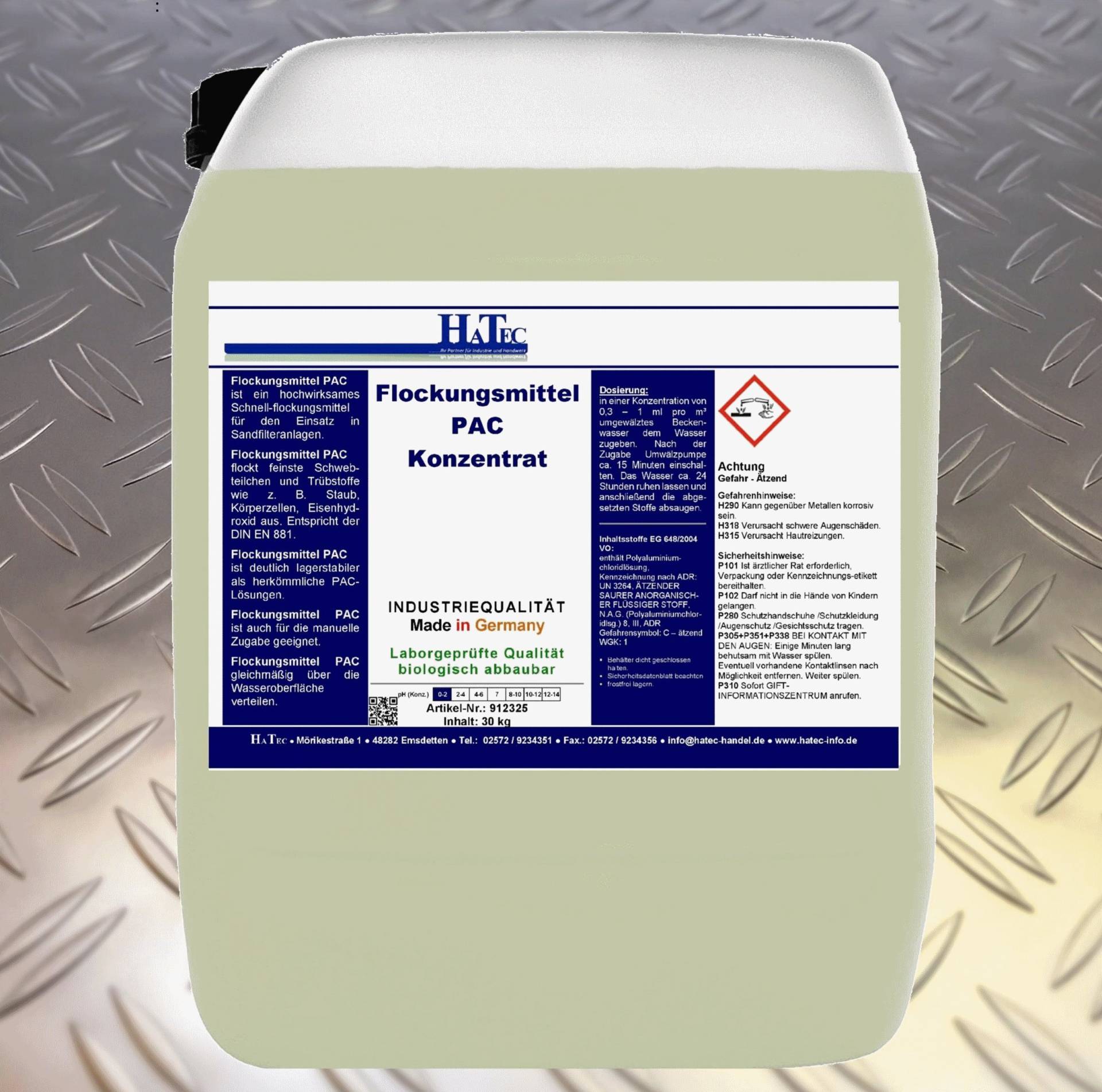 HaTec Flockungsmittel, PAC 30 kg/Kanister, Flockungsmittel für die Wasseraufbereitung, Waschstraßen, Portalwaschanlage, Waschanlage, Waschhallen, Waschplätze HaTec Flockungsmittel, PAC 30 kg/Kanister, Flockungsmittel für die Wasseraufbereitung, Waschstraßen, Portalwaschanlage, Waschanlage, Waschhallen, Waschplätze von HaTec