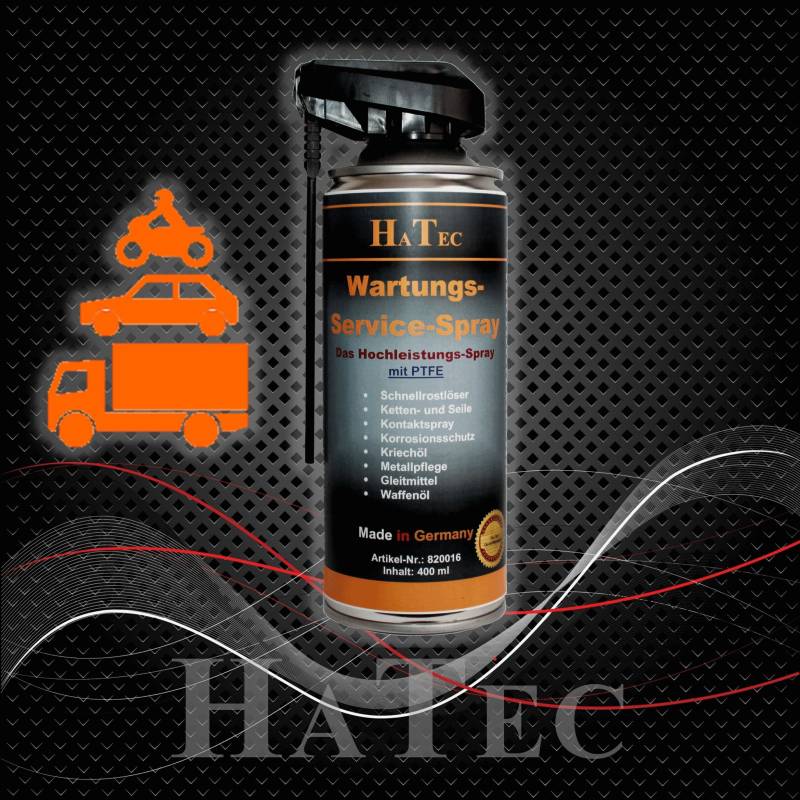 HaTec Ölspray, Wartungs & Servicespray mit PTFE 400ml, Öl Spray, Kontaktspray, Kunststoffpflege, Multifunktionsspray, Pflegeöl, Rostlöser, Servicespray, Waffenöl, Wartungsspray von HaTec