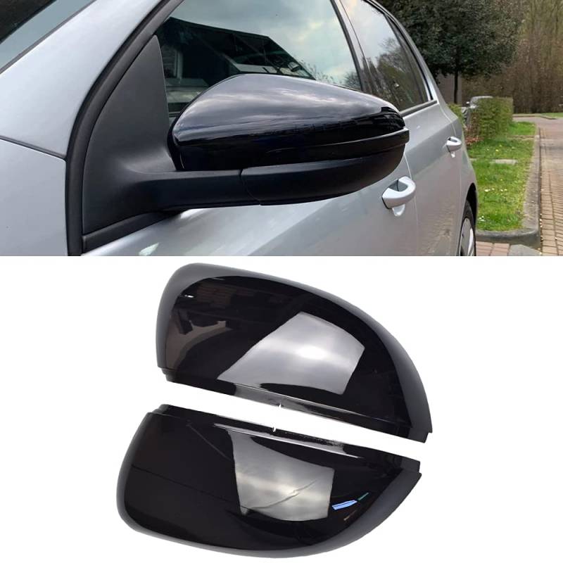 1 Paar Spiegelkappen Links Rechts Seitenspiegel Abdeckkappen für Golf 6 MK6 für Touran (Helles Schwarz) von Hacreyatu