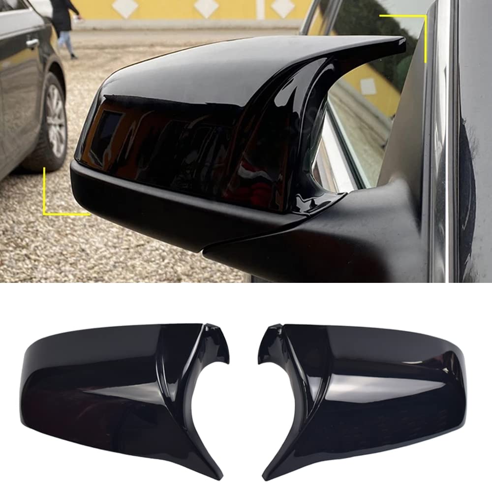 Auto Spiegelkappen 1 Paar Auto Tür Außenspiegelkappe Rückspiegelkappe Seitenspiegel Abdeckungen für B-MW F01 F02 F03 F04 F06 F07 F10 F10 F12 F13 (Schwarz) von Hacreyatu