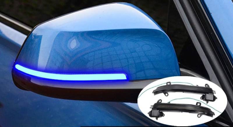 Hubraum B - MW F20 F30 F31 F21 F22 F23 F32 F34 X1 E84 F36 1 2 4 F87 M2 dynamisch leuchtende Rearview Spiegel leuchtende LED (Gelb + Blau) von Hacreyatu