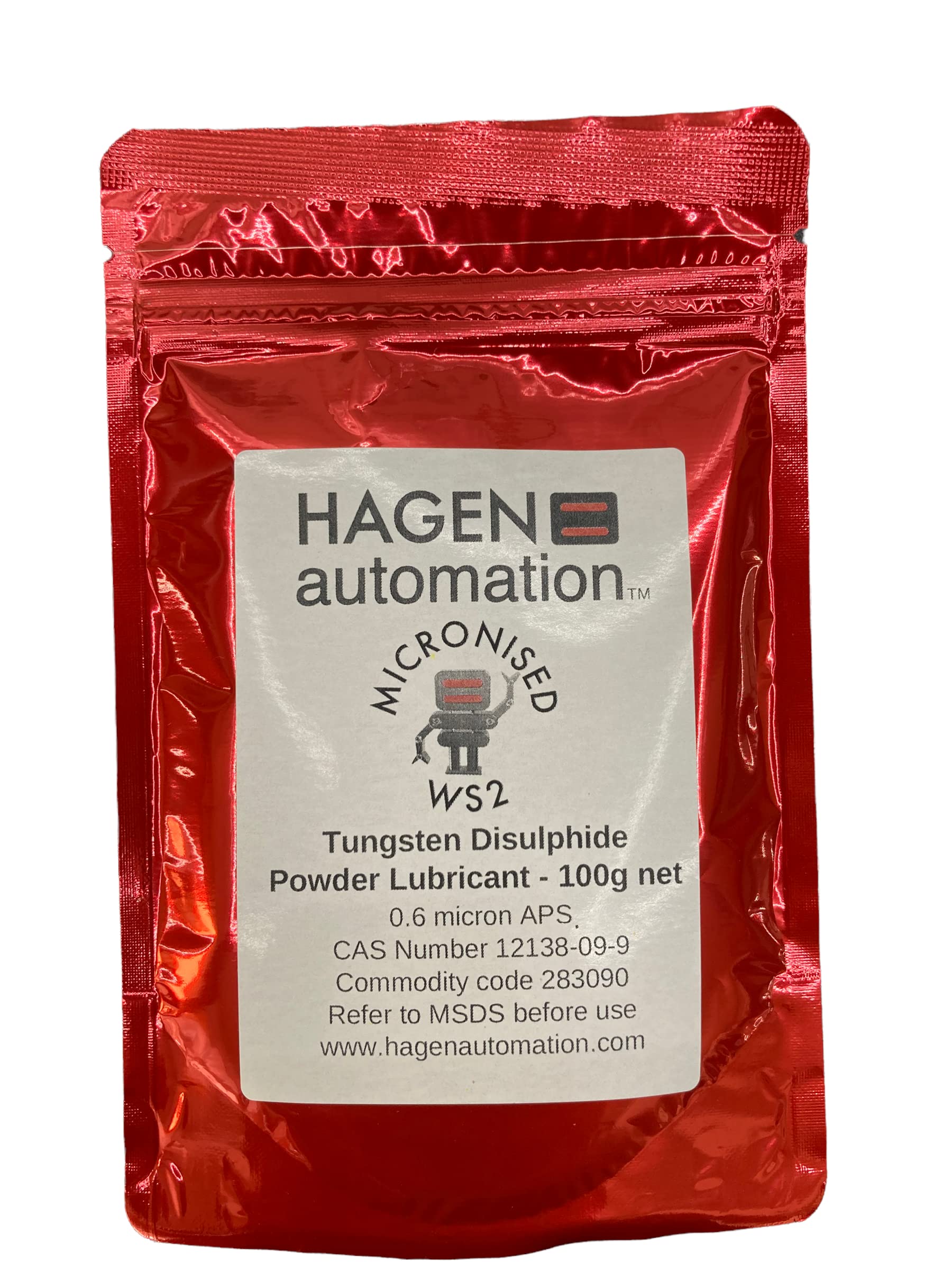Hagen Automation Mikronisiertes WS2 100 g – 0,6 Mikron Wolfram Disulfid-Trockenpulver, extrem Gleitmittel von Hagen Automation