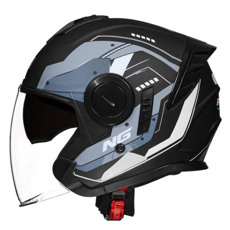 Halbschalenhelm Deutsche Motorrad Halbhelme DOTECE Zugelassen Retro Jethelm Scooter-Helm Offenem Helm Chopper Helm Mit Sonnenblende Motorradhelm Für Damen Und Herren 7,XL:61-62CM von HaiBing
