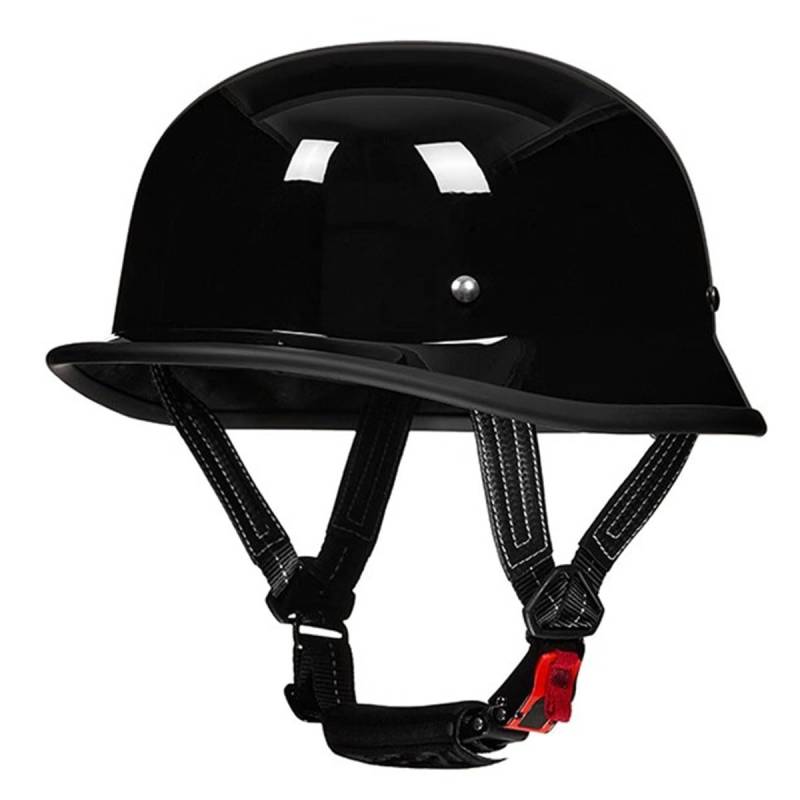Halbschalenhelm Motorradhelm DOTECE-Zulassung Brain-Cap Halbschale Jet-Helm Roller-Helm Scooter-Helm Mit Schnellverschluss Für Cruiser Biker Moped Retro Motorrad Halbhelm 2,L:59-60CM von HaiBing