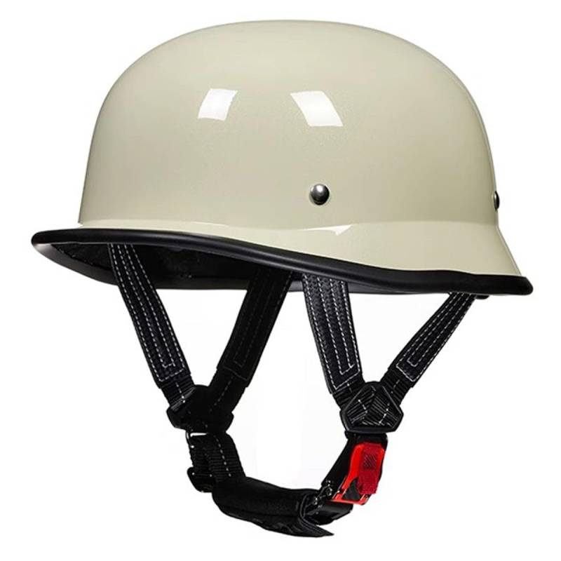 Halbschalenhelm Motorradhelm DOTECE-Zulassung Brain-Cap Halbschale Jet-Helm Roller-Helm Scooter-Helm Mit Schnellverschluss Für Cruiser Biker Moped Retro Motorrad Halbhelm 3,M:57-58CM von HaiBing