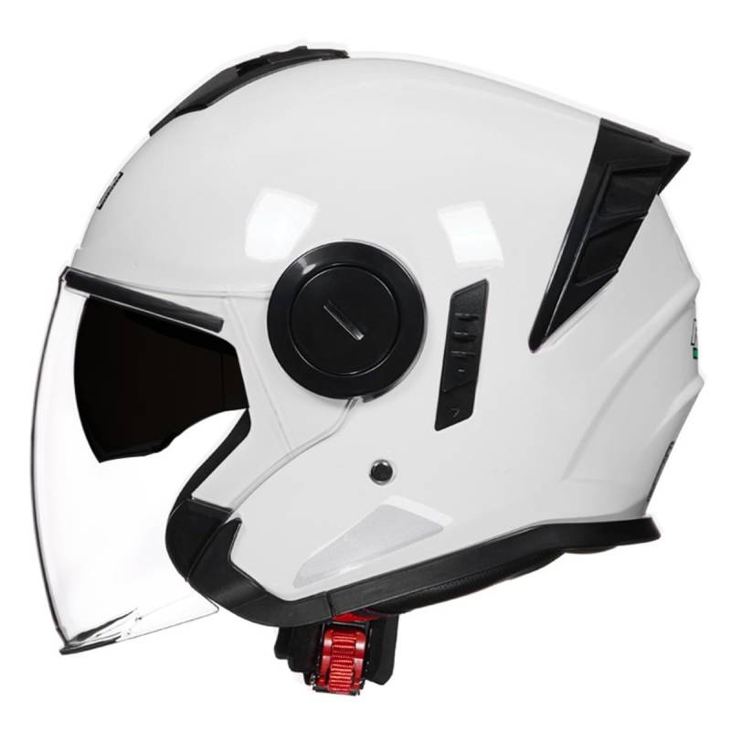 Halbschalenhelm Motorradhelm Mit DOTECE Zugelassen Brain-Cap Halbschale Jet-Helm Roller-Helm Scooter-Helm Mit Built-In Visier Offenem Helm Retro Motorrad Halbhelm 10,L:59-60CM von HaiBing