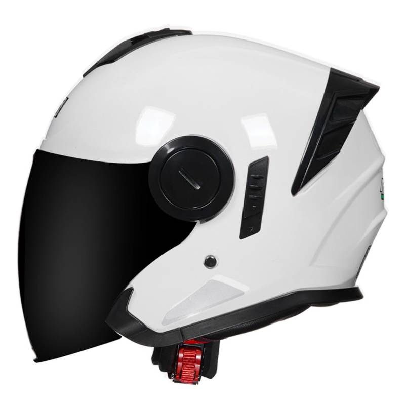 Halbschalenhelm Motorradhelm Mit DOTECE Zugelassen Brain-Cap Halbschale Jet-Helm Roller-Helm Scooter-Helm Mit Built-In Visier Offenem Helm Retro Motorrad Halbhelm 11,XXL:63-64CM von HaiBing
