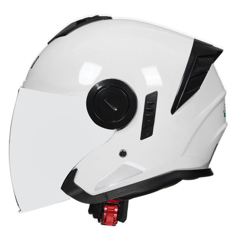 Halbschalenhelm Motorradhelm Mit DOTECE Zugelassen Brain-Cap Halbschale Jet-Helm Roller-Helm Scooter-Helm Mit Built-In Visier Offenem Helm Retro Motorrad Halbhelm 12,M:57-58CM von HaiBing