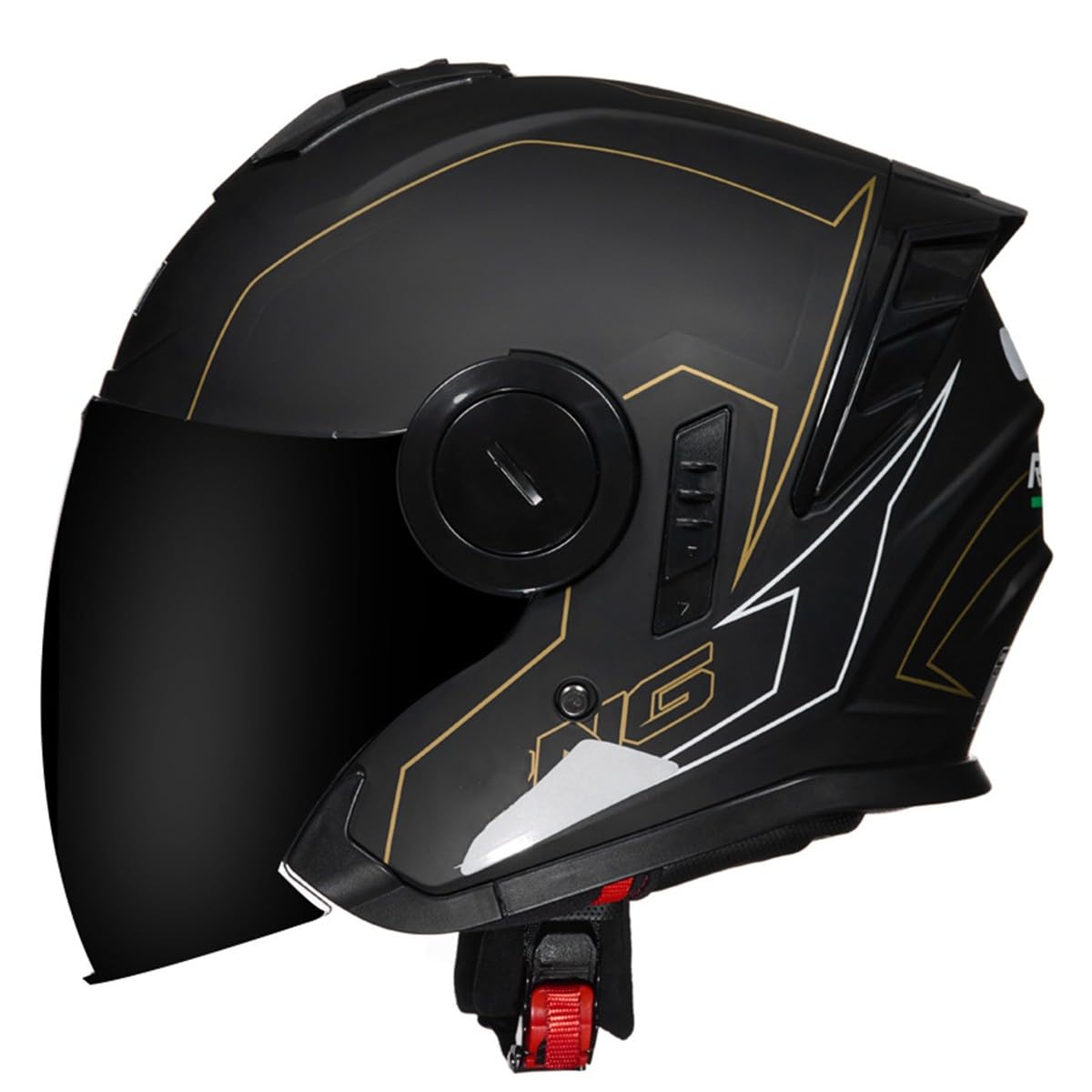 Halbschalenhelm Motorradhelm Mit DOTECE Zugelassen Brain-Cap Halbschale Jet-Helm Roller-Helm Scooter-Helm Mit Built-In Visier Offenem Helm Retro Motorrad Halbhelm 14,XXL:63-64CM von HaiBing