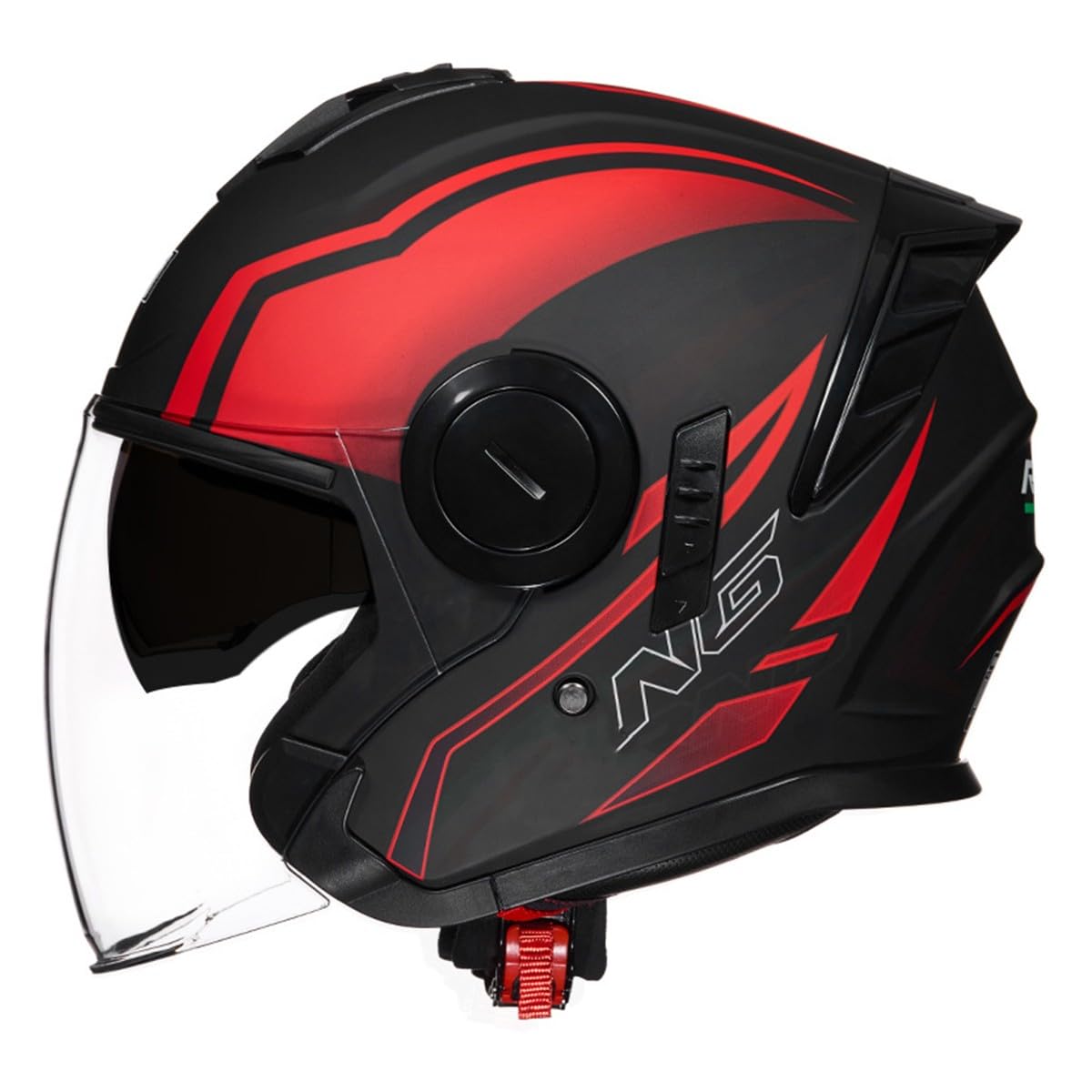 Halbschalenhelm Motorradhelm Mit DOTECE Zugelassen Brain-Cap Halbschale Jet-Helm Roller-Helm Scooter-Helm Mit Built-In Visier Offenem Helm Retro Motorrad Halbhelm 16,XL:61-62CM von HaiBing