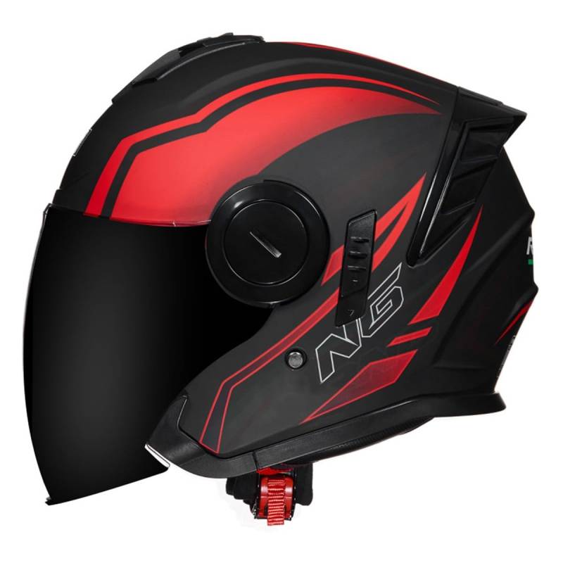 Halbschalenhelm Motorradhelm Mit DOTECE Zugelassen Brain-Cap Halbschale Jet-Helm Roller-Helm Scooter-Helm Mit Built-In Visier Offenem Helm Retro Motorrad Halbhelm 17,M:57-58CM von HaiBing