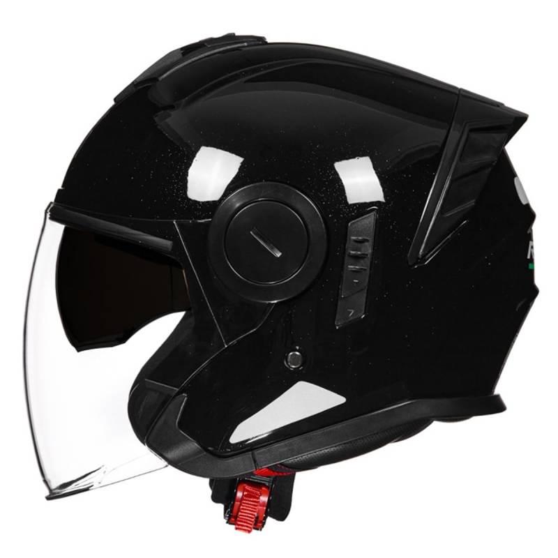 Halbschalenhelm Motorradhelm Mit DOTECE Zugelassen Brain-Cap Halbschale Jet-Helm Roller-Helm Scooter-Helm Mit Built-In Visier Offenem Helm Retro Motorrad Halbhelm 20,L:59-60CM von HaiBing