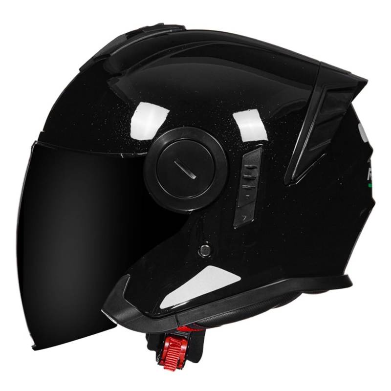 Halbschalenhelm Motorradhelm Mit DOTECE Zugelassen Brain-Cap Halbschale Jet-Helm Roller-Helm Scooter-Helm Mit Built-In Visier Offenem Helm Retro Motorrad Halbhelm 21,M:57-58CM von HaiBing