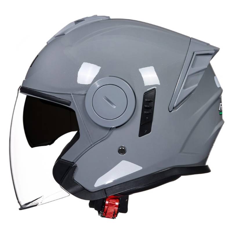 Halbschalenhelm Motorradhelm Mit DOTECE Zugelassen Brain-Cap Halbschale Jet-Helm Roller-Helm Scooter-Helm Mit Built-In Visier Offenem Helm Retro Motorrad Halbhelm 22,XXL:63-64CM von HaiBing