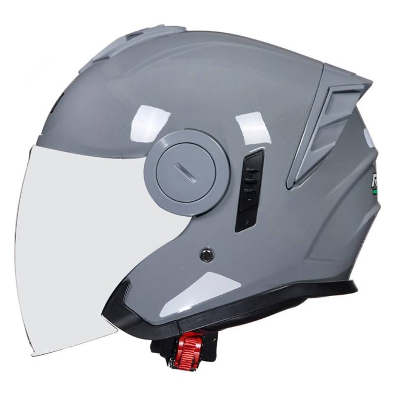 Halbschalenhelm Motorradhelm Mit DOTECE Zugelassen Brain-Cap Halbschale Jet-Helm Roller-Helm Scooter-Helm Mit Built-In Visier Offenem Helm Retro Motorrad Halbhelm 24,XL:61-62CM von HaiBing