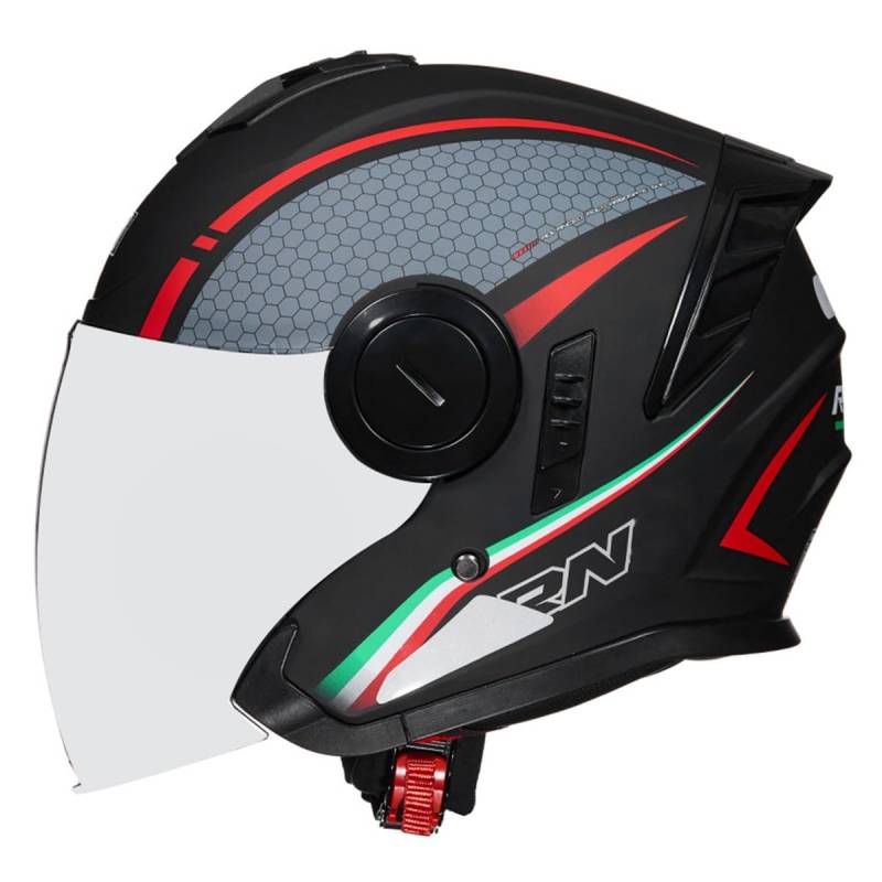 Halbschalenhelm Motorradhelm Mit DOTECE Zugelassen Brain-Cap Halbschale Jet-Helm Roller-Helm Scooter-Helm Mit Built-In Visier Offenem Helm Retro Motorrad Halbhelm 3,XXL:63-64CM von HaiBing