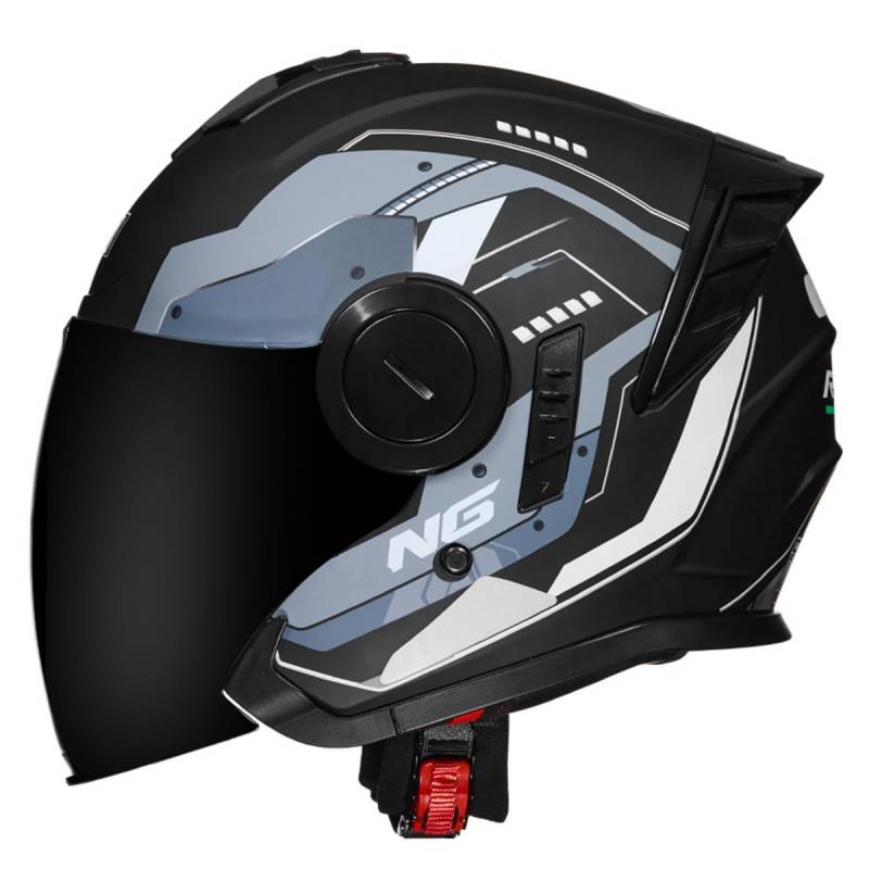 Halbschalenhelm Motorradhelm Mit DOTECE Zugelassen Brain-Cap Halbschale Jet-Helm Roller-Helm Scooter-Helm Mit Built-In Visier Offenem Helm Retro Motorrad Halbhelm 5,XXL:63-64CM von HaiBing