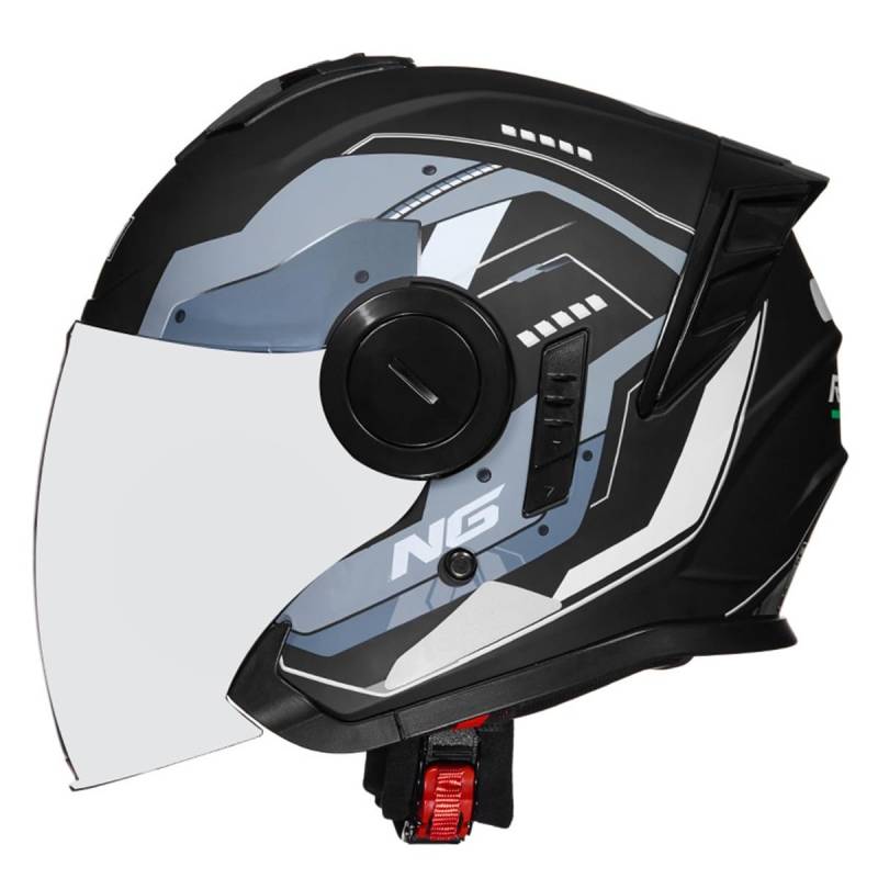 Halbschalenhelm Motorradhelm Mit DOTECE Zugelassen Brain-Cap Halbschale Jet-Helm Roller-Helm Scooter-Helm Mit Built-In Visier Offenem Helm Retro Motorrad Halbhelm 6,XL:61-62CM von HaiBing