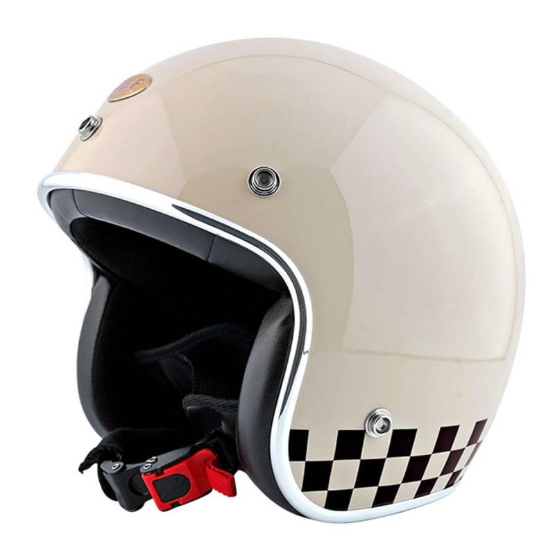 Halbschalenhelm Motorradhelm Mit ECEDOT Zulassungiber Brain-Cap Halbschale Jet-Helm Roller-Helm Scooter-Helm Retro Motorrad Halbhelm Für Cruiser Chopper Biker Moped 1,L:59-60CM von HaiBing