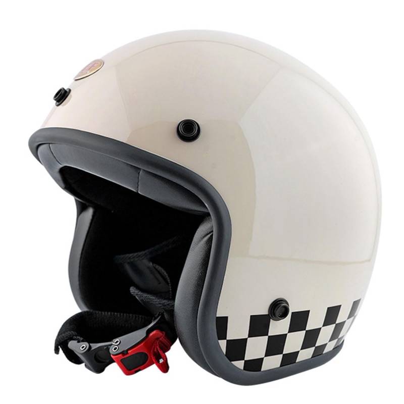 Halbschalenhelm Motorradhelm Mit ECEDOT Zulassungiber Brain-Cap Halbschale Jet-Helm Roller-Helm Scooter-Helm Retro Motorrad Halbhelm Für Cruiser Chopper Biker Moped 2,L:59-60CM von HaiBing