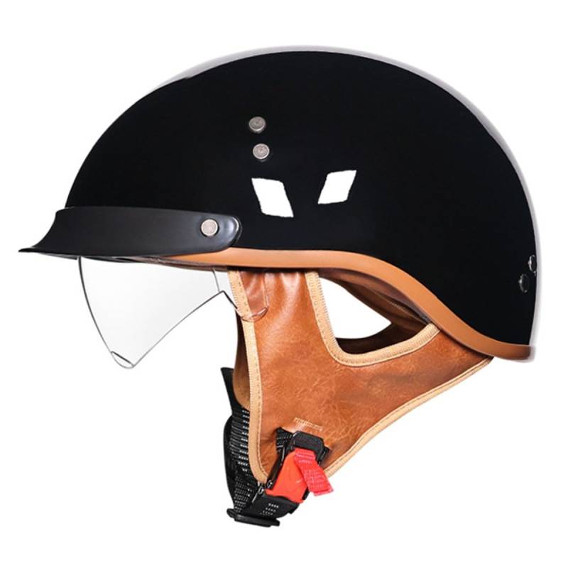 Retro Motorrad Halbhelme Motorradhelm Für Herren Damen DOTECE-Zertifizierung Jethelm Chopper Helm Roller Helm Mit Sonnenblende Halbschalenhelm Braincap Scooter Offenem Helm 2,XXL:63-64CM von HaiBing