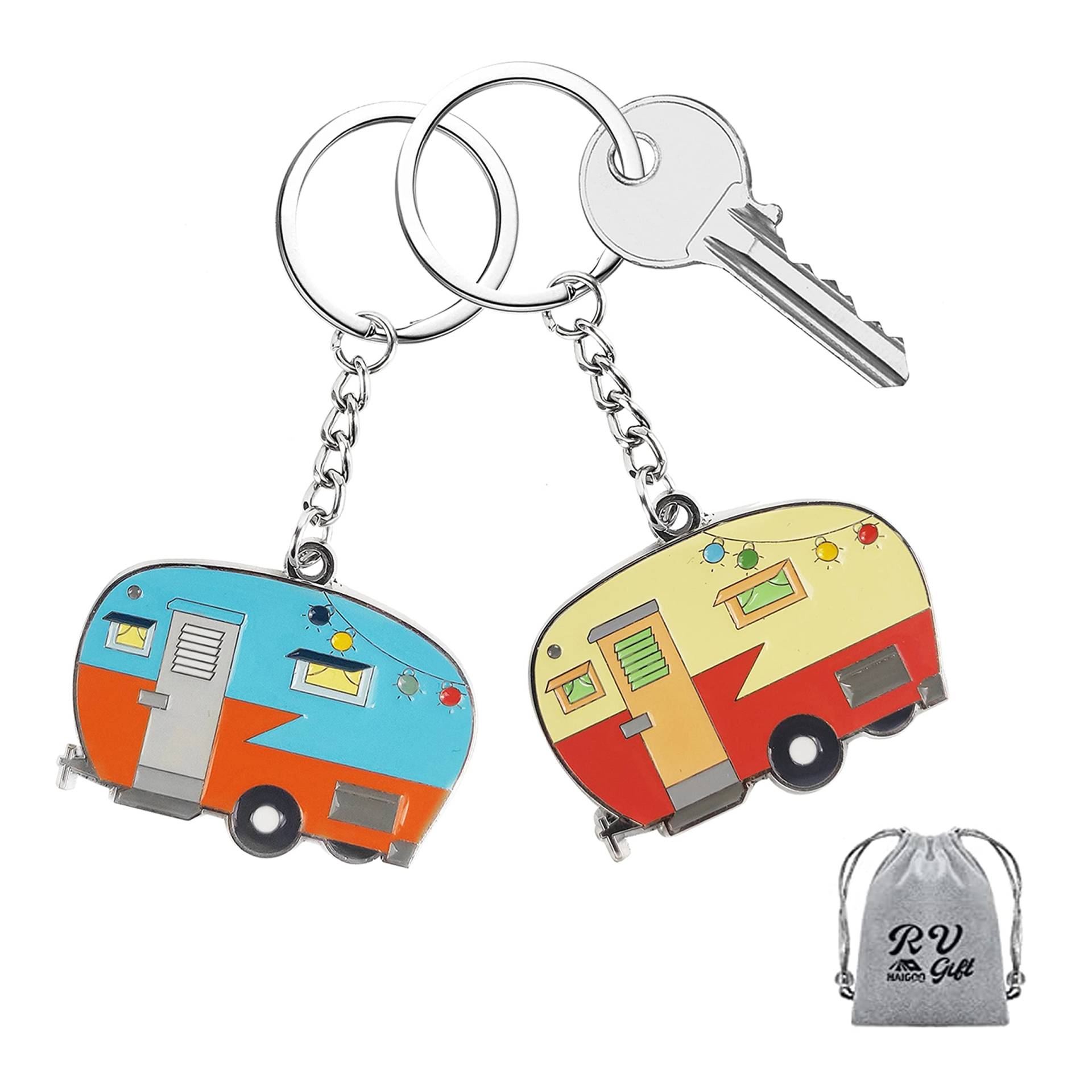 Haigoo Camper-Schlüsselanhänger, Motiv: Happy RV Schlüsselanhänger, Wohnmobil, Paare, Schlüsselanhänger, Set, Geschenke für Männer und Frauen, Camping-Zubehör, 2 Stück, Gelb, Blau, 3.73 * 1.96inch Haigoo Camper-Schlüsselanhänger, Motiv: Happy RV Schlüsselanhänger, Wohnmobil, Paare, Schlüsselanhänger, Set, Geschenke für Männer und Frauen, Camping-Zubehör, 2 Stück, Gelb, Blau, 3.73 * 1.96inch von Haigoo