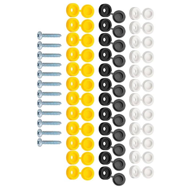 Haiki 48pcs Auto Nummernschildschrauben & Kappenbefestigungskits Mit Angesauten Designs In Schwarzem Weißgelb Für Jedes Fahrzeug von Haiki