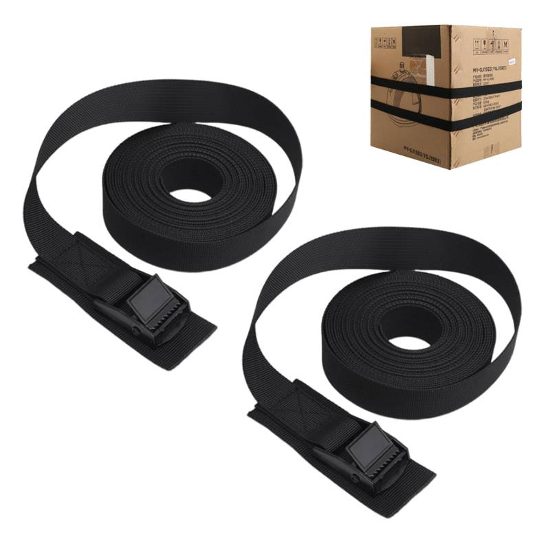 2 Stücke Verstellbare Zurrgurte Spanngurt Schwarz 25mm×3m Spanngurt Mit Polsterung Für Fahrräder, Trolleys, Motorräder, LKW, Kajaks, Gepäck (Schwarz) von Half Forest