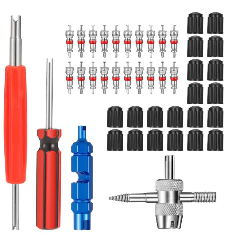 44 teiliges Reifenventil-Entferner-Werkzeug, Ventilkern-Entferner, Auto-Reifenventil-Reparatur-Werkzeug, Auto-Reifen-Entferner, Ventilkern-Entferner, schlauchloses Ventil für Autos, LKWs, Fahrräder von Halinuia