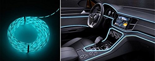 1x Cristal BLAU 1 Meter AMBIENTEBELEUCHTUNG + 1x Zigarettenanzünder Lichtleisten EL Strip Band Licht Ambiente Beleuchtung Innenraumbeleuchtung 12V PKW Kfz Auto Wohnmobil von Hallenwerk