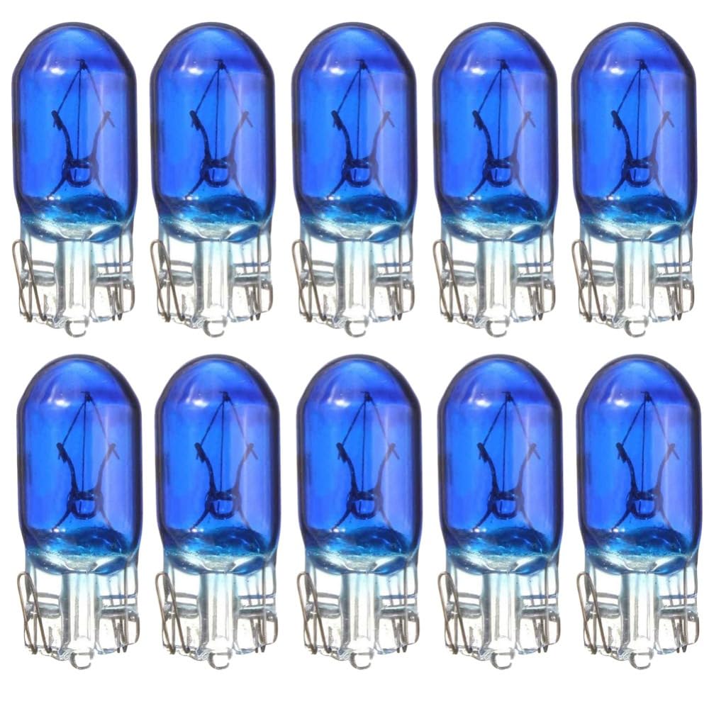 Hallenwerk 10x Stück BLUE VISION W5W T10 12V 5W W2.1x9.5d Standlicht Kennzeichen Beleuchtung Glassockellampe Soffitte Autolampen Lampen von Hallenwerk