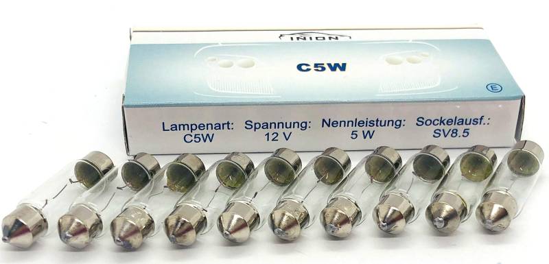 10x Stück C5W 5W 36mm S7 12V Auto Glühlampe Autolampen von Hallenwerk