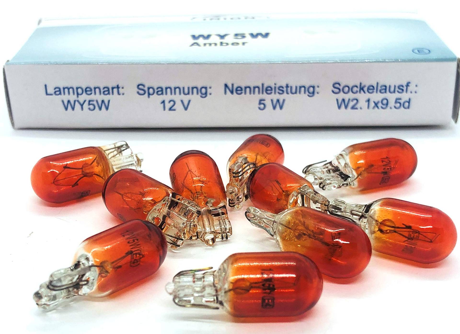 10x Stück WY5W W2.1x9.5d T10 5W 12V AMBER ORANG Glühlampe Seitenlinker Autolampen 10x Stück WY5W W2.1x9.5d T10 5W 12V AMBER ORANG Glühlampe Seitenlinker Autolampen von Hallenwerk