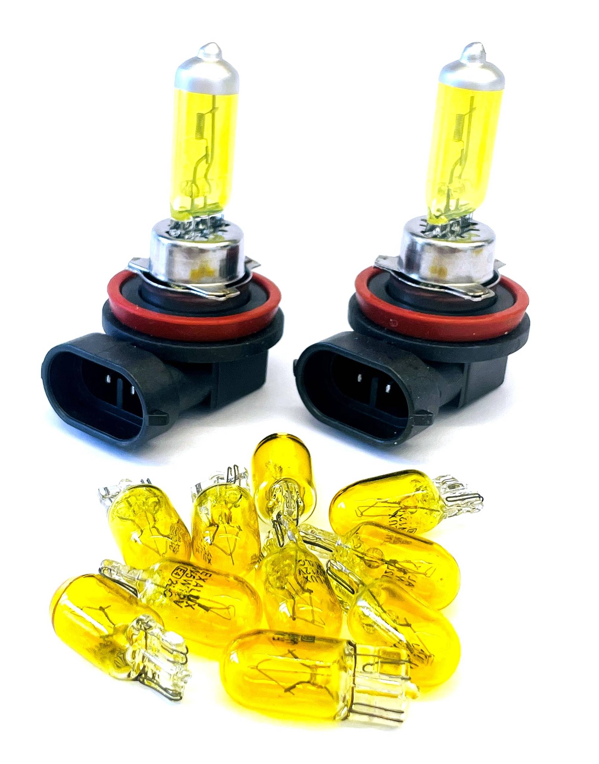 Yellow Aqua Vision SET - 2x H11 + 10x W5W Leuchtmittel 12V Glühlampen Halogen Auto Lampen von Hallenwerk