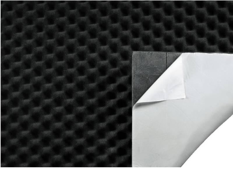 Hama Schallschutzisolierung Matte für Auto, PC oder Subwoofer Boxen (dämmender Noppenschaum, selbstklebende Schalldämmung, 50 x 100 cm, Dicke 9 mm - 24 mm) schwarz von Hama