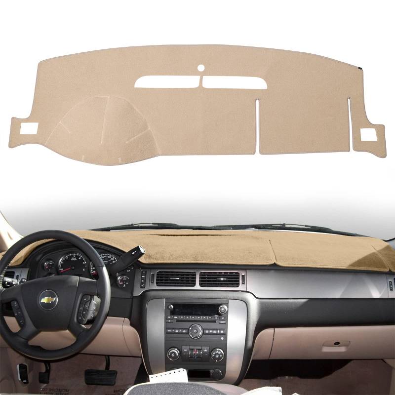 HanLanKa Armaturenbrett-Abdeckung, kompatibel mit Chevy Chevrolet Tahoe Suburban, 2007–13 Chevy Avalanche Silverado 1500 2500 3500 LTZ/GMC Sierra SLT Denali, 2007–14 GMC Yukon XL (Beige) von HanLanKa