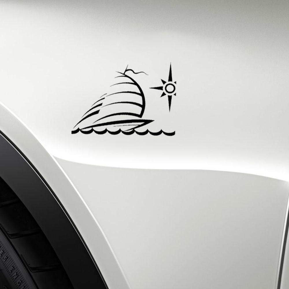 Handmade By Stukk Yacht Segelschiff Meer Wellen Spaß Fenster Stoßfänger Vinyl Aufkleber Aufkleber 17.5cmx12,5 cm - Schwarz von Handmade By Stukk
