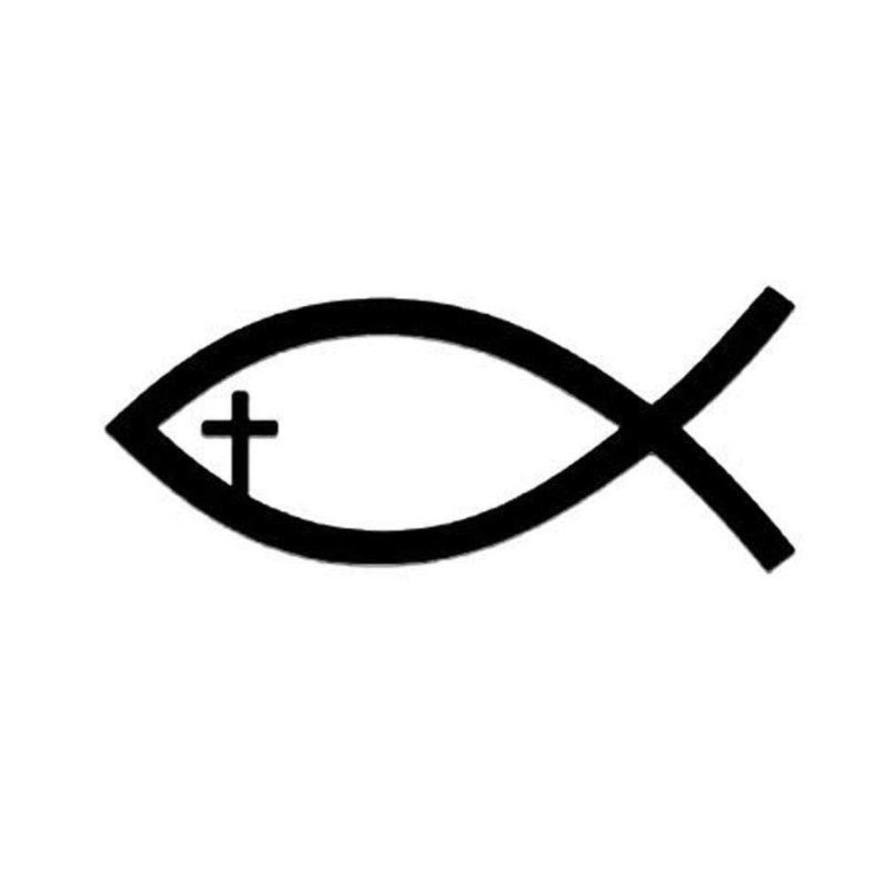 Jesus Fisch Tattoo Symbol Design Fun Bumper Fenster Aufkleber JDM Aufkleber 10cm x 4,2 cm - Schwarz Jesus Fisch Tattoo Symbol Design Fun Bumper Fenster Aufkleber JDM Aufkleber 10cm x 4,2 cm - Schwarz von Handmade By Stukk