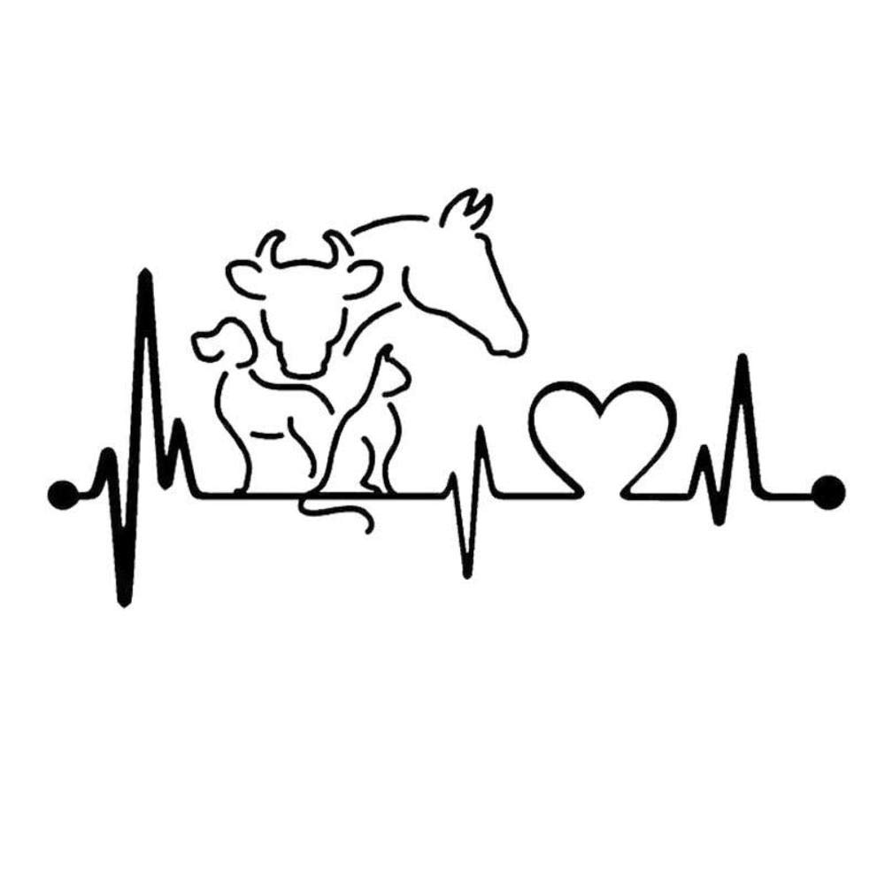 Stukk Stickers Hundekatze Pferd & Kuh Herzschlag Tier Rettungsleine Spaß Autoaufkleber 20 cm x 10.6cm - Schwarz Stukk Stickers Hundekatze Pferd & Kuh Herzschlag Tier Rettungsleine Spaß Autoaufkleber 20 cm x 10.6cm - Schwarz von Handmade By Stukk