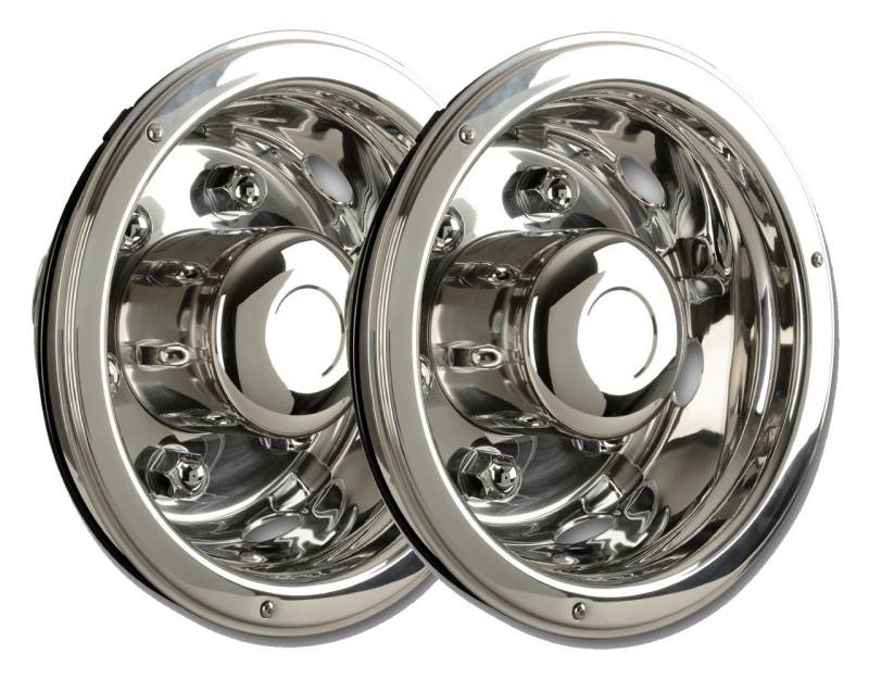 2 Stück Universelle Radzierblende 17,5 Zoll Felgenauskleidung für LKW und Transporter - Edelstahl, Hochglanzpoliert, Silber von Hansen Styling Parts