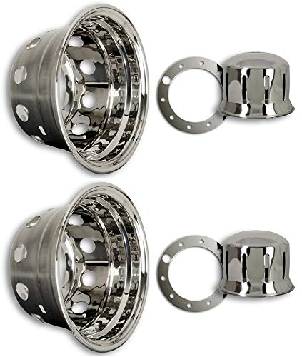 2 Stück Universelle Radzierblende 22,5 Zoll - Felgenauskleidung Tiefbett mit Nabenkappe - Antriebsachse für LKW~ von Hansen Styling Parts