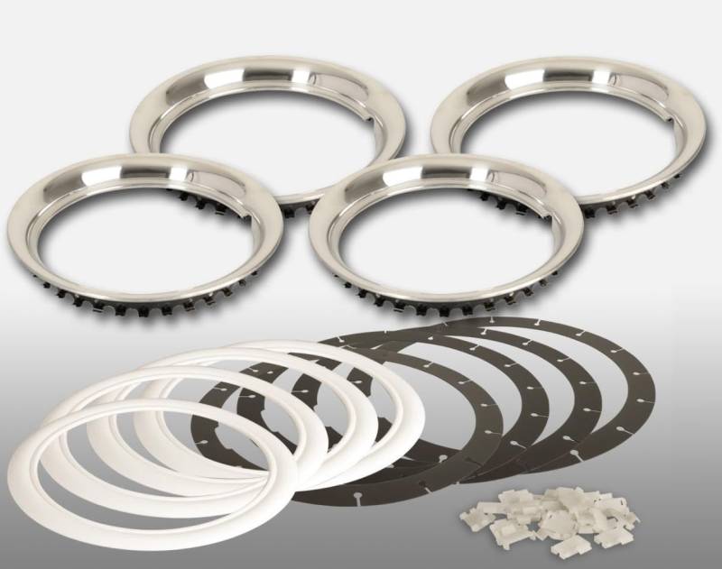 Hansen Styling Parts Edelstahl Felgenringe - 4 Stück - 14 Zoll - mit Weißwandringen (weiß) von Hansen Styling Parts