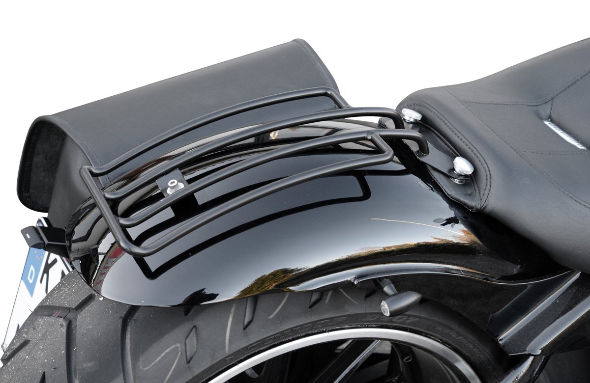 Gepäckträger schwarz für Harley Davidson Softail und Cruiser HD von Buffalo Bag. von BUFFALO BAG