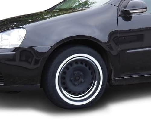 Universell passendes Felgenringset + Weißwandringe schwarz/weiß 14 Zoll - für PKW, Oldtimer, Youngtimer von Hansen Styling Parts