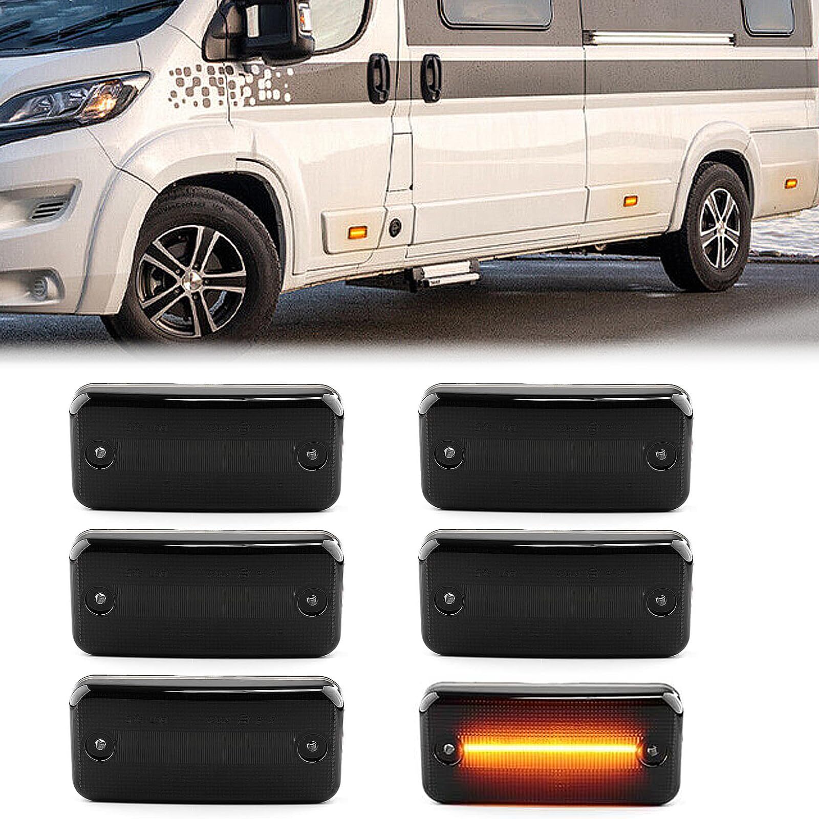 Hanured 6X LED Seitenblinker Marker Blinker Bernsteinfarben Lichter, Seitenblinker Led Blinker Seitenmarkierung für Fi.at Ducato Peugeot Boxer Citroen Jumper Relay Daily Box Van DAF LFXF CF Hanured 6X LED Seitenblinker Marker Blinker Bernsteinfarben Lichter, Seitenblinker Led Blinker Seitenmarkierung für Fi.at Ducato Peugeot Boxer Citroen Jumper Relay Daily Box Van DAF LFXF CF von Hanured